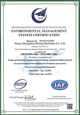 China Henan Zhengzhou Mining Machinery CO.Ltd certification
